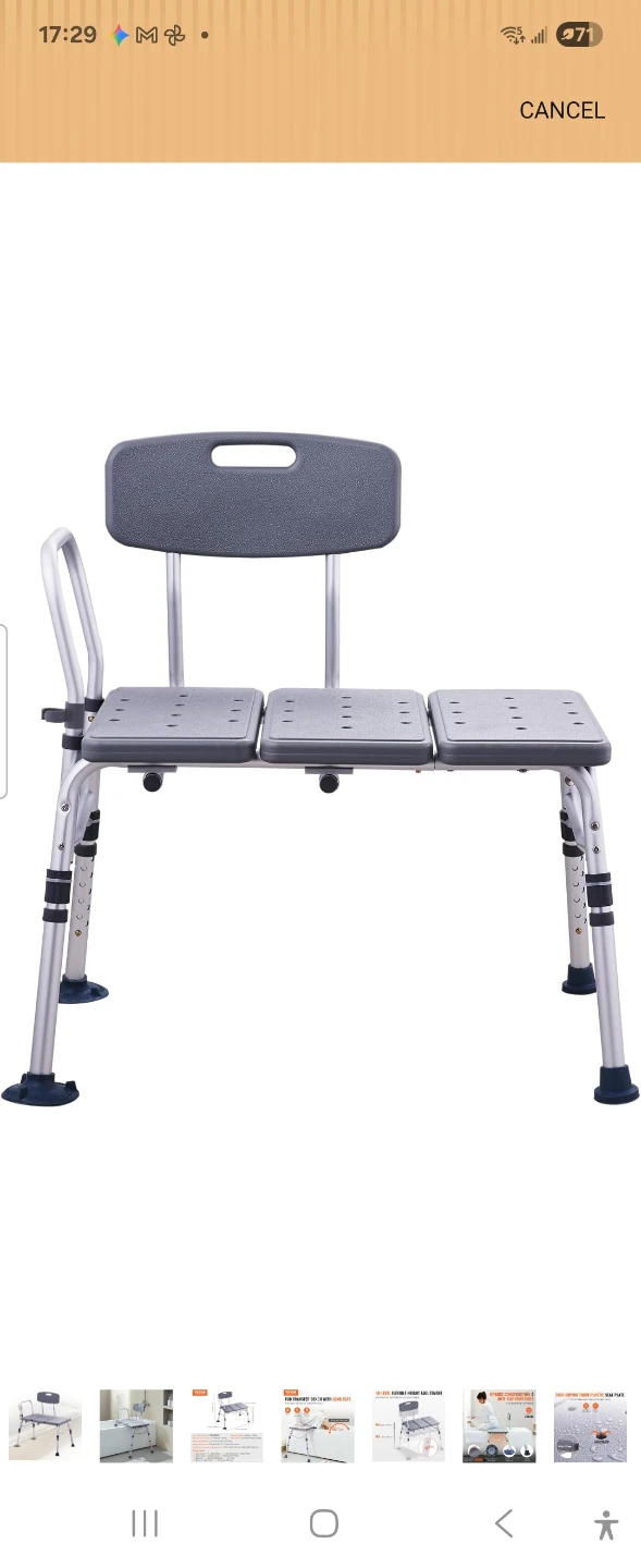 VEVOR Bath Transfer Bench with Backrest