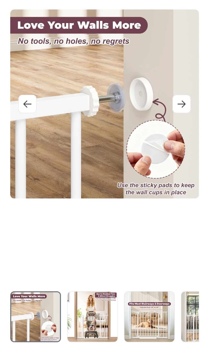 Cideny Baby Gate No Drilling, 29"-40" pressure mount - photo 5