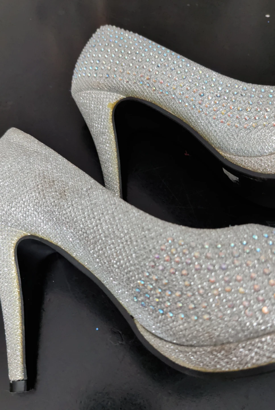 Lucita Silver Rhinestone Heels - photo 4