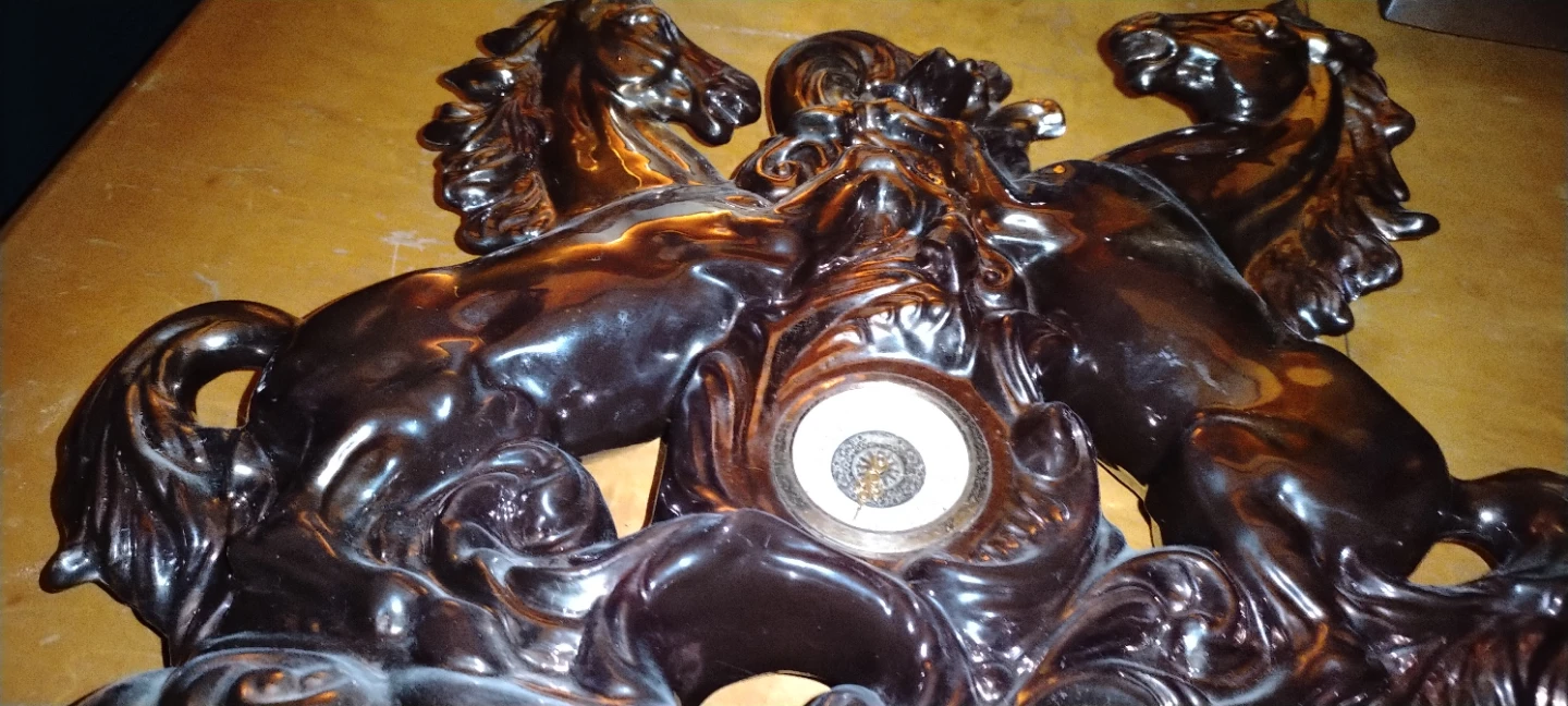 Vintage Ceramic Horse Wall Decor with Thermometer