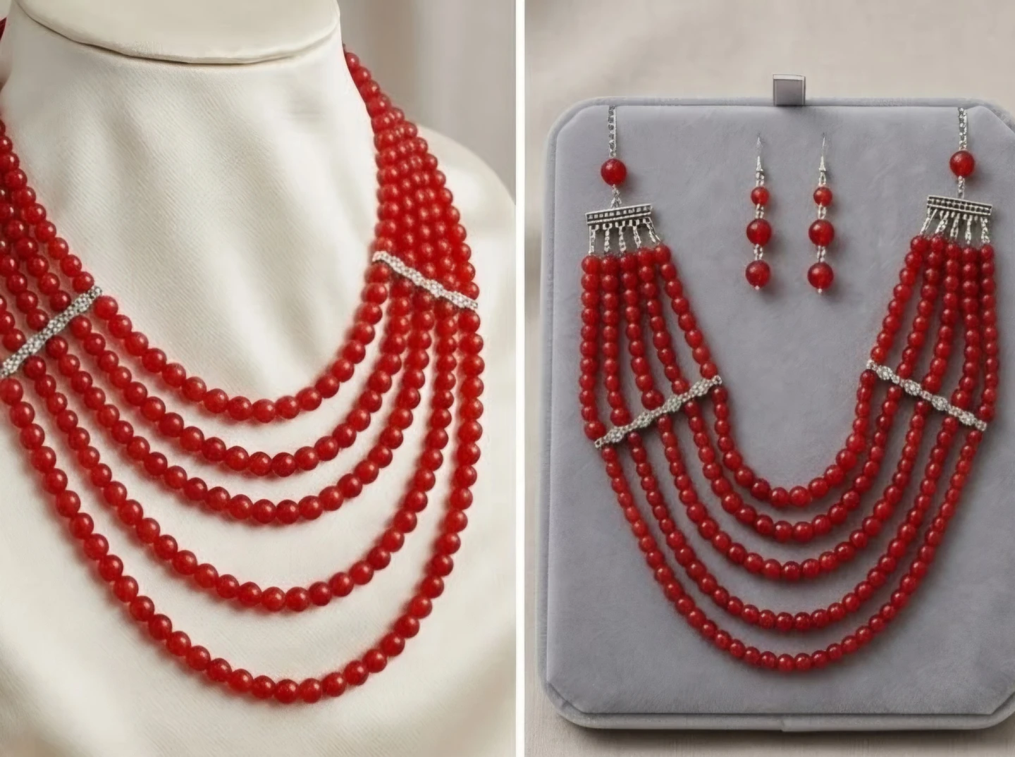 Gemstones Beaded Multi-Strand Necklace and Bracelet Set - photo 3