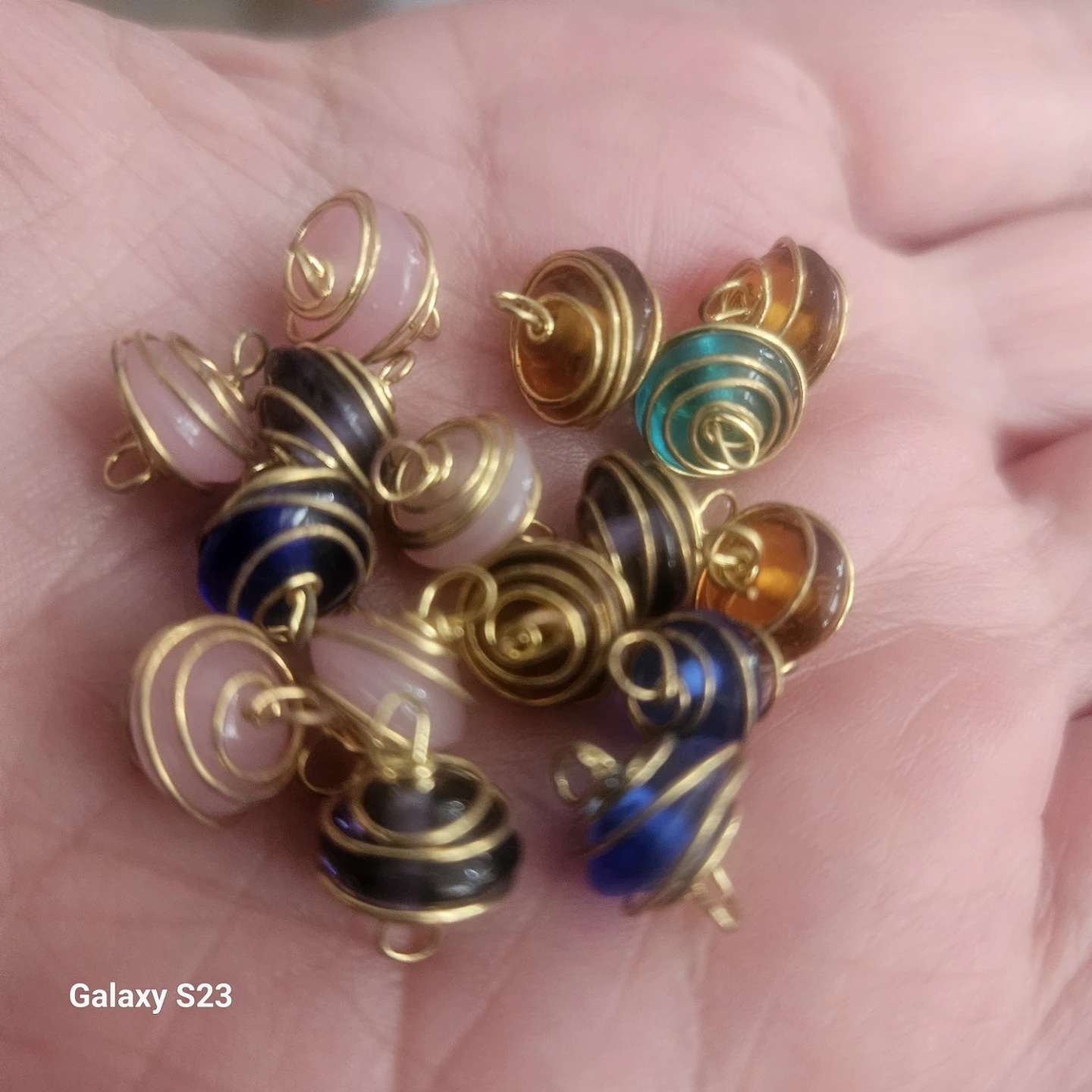 Set of 15 Colorful Wire-Wrapped Bead Charms - photo 2