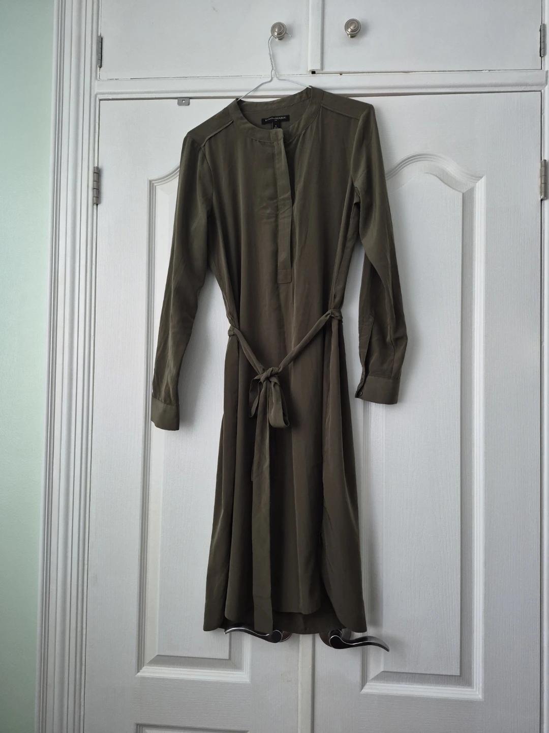 Banana Republic Olive Green Midi Shirt Dress