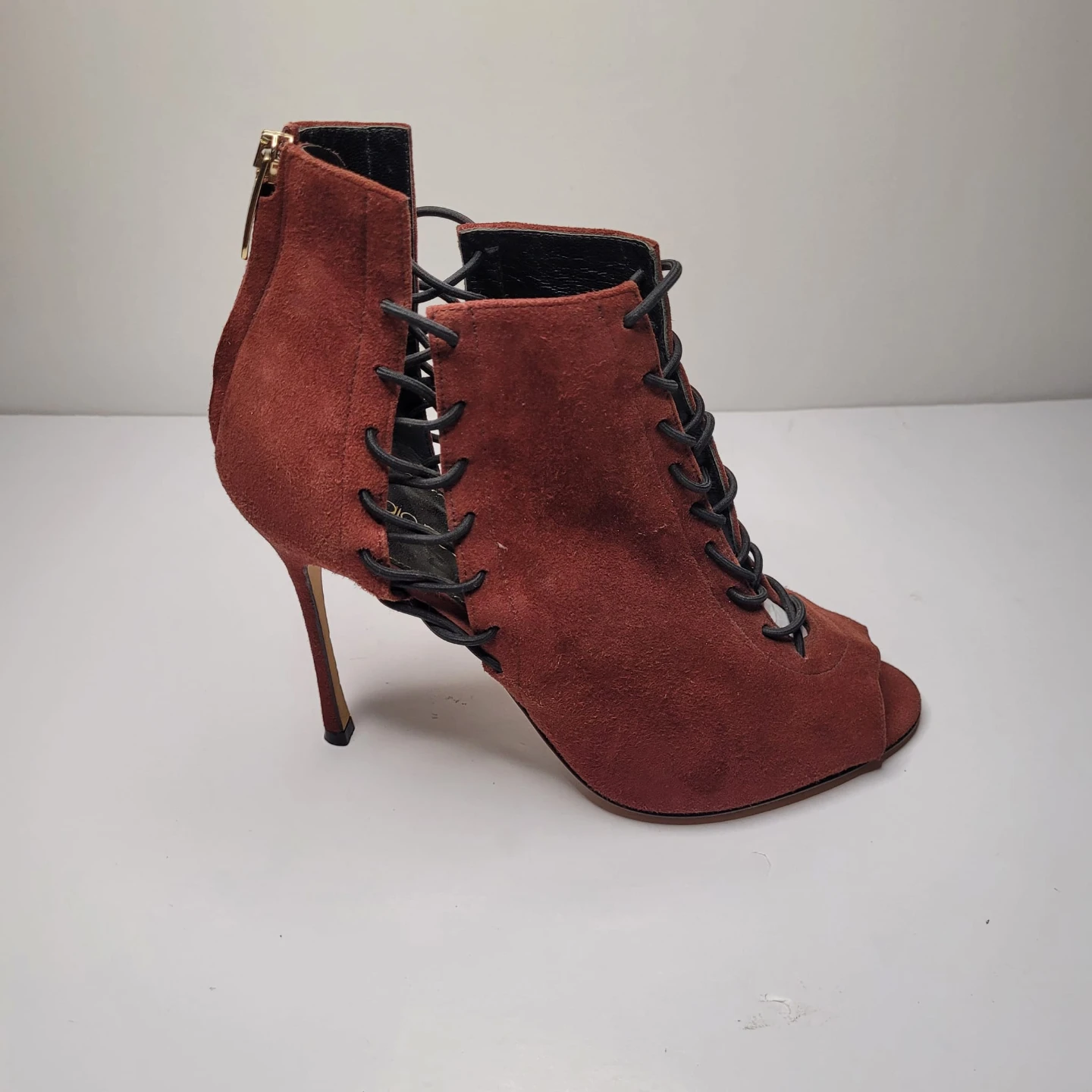 Sergio Rossi Suede Lace-up Peep-toe Heels - photo 3