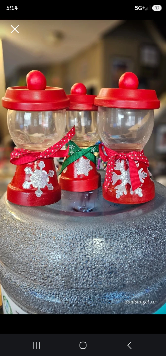 Set of 3 Handmade Snowflake Gumball Machines