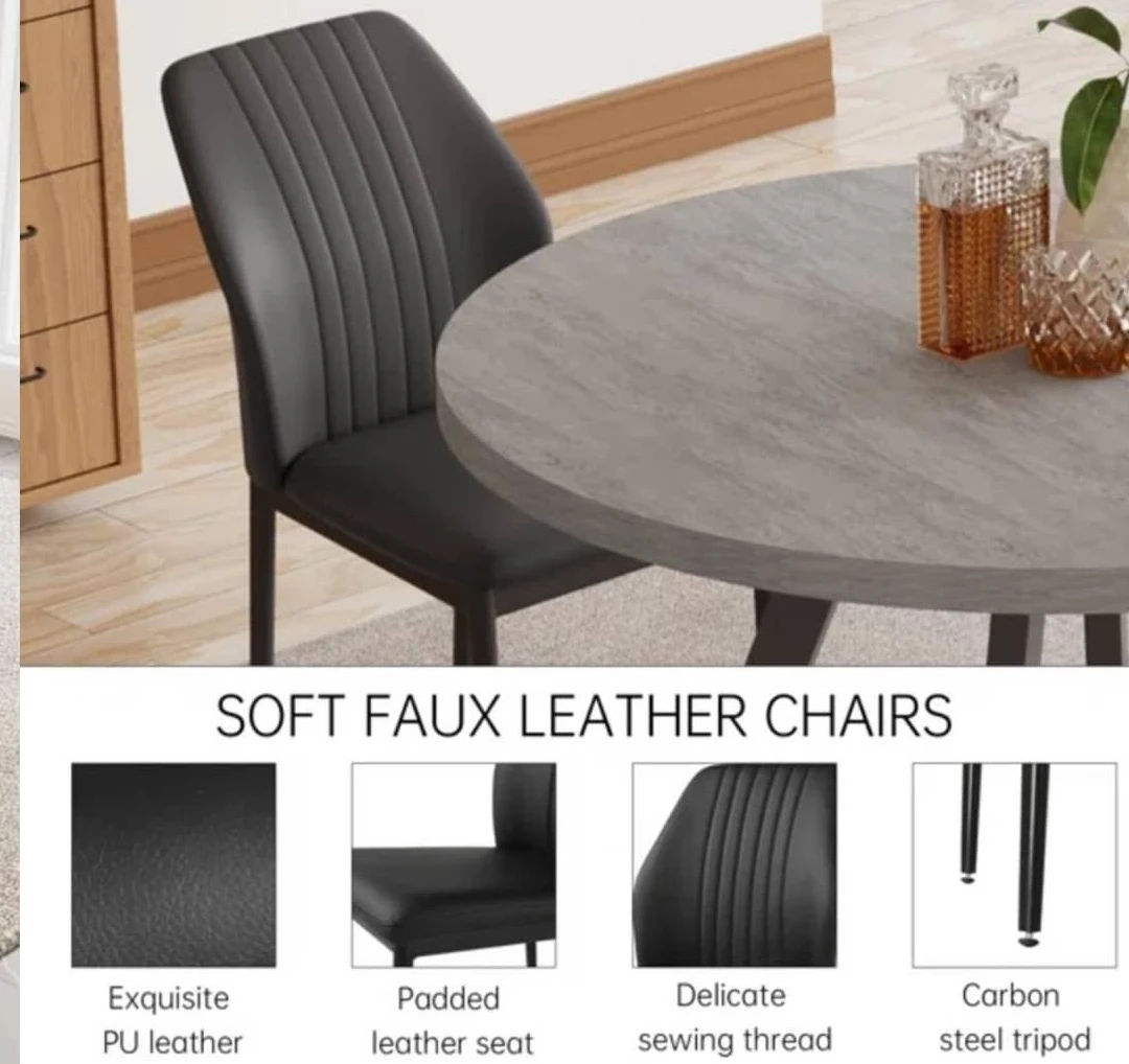 Modern 5-Piece Dining Set with Faux Leather Chairs - photo 4