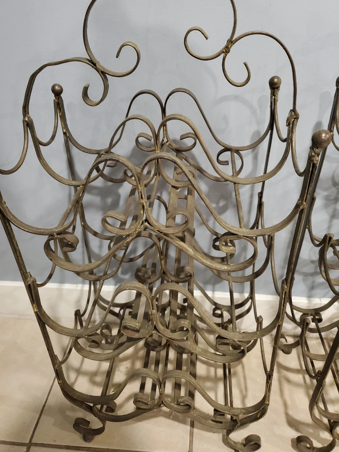 Antique Set of Two Ornate Metal Wine Racks - photo 5