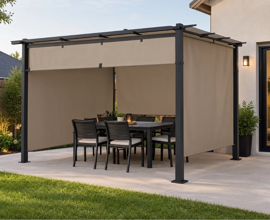 Outdoor Metal Pergola with Shades 3m x 3m