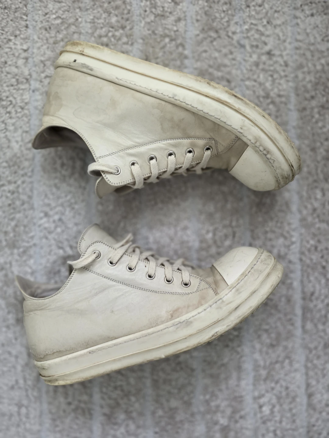 Rick Owens Pearl Leather Low Sneakers Size 43 - photo 2