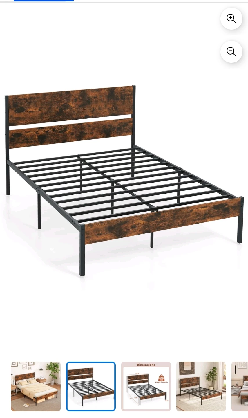 COSTWAY Full Size Bed Frame with Headboard – Like New - photo 4