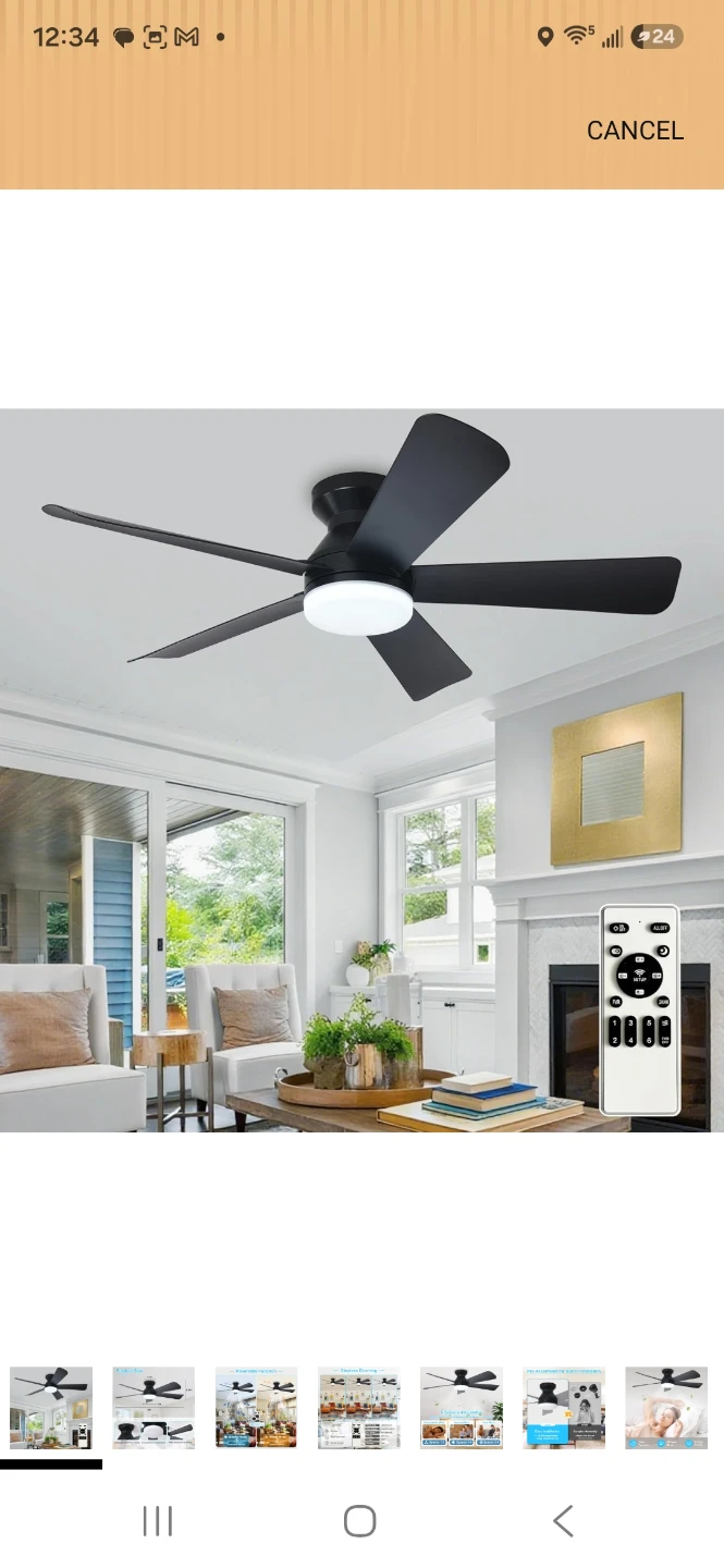 42-inch Low Profile Ceiling Fan with Light and Remote