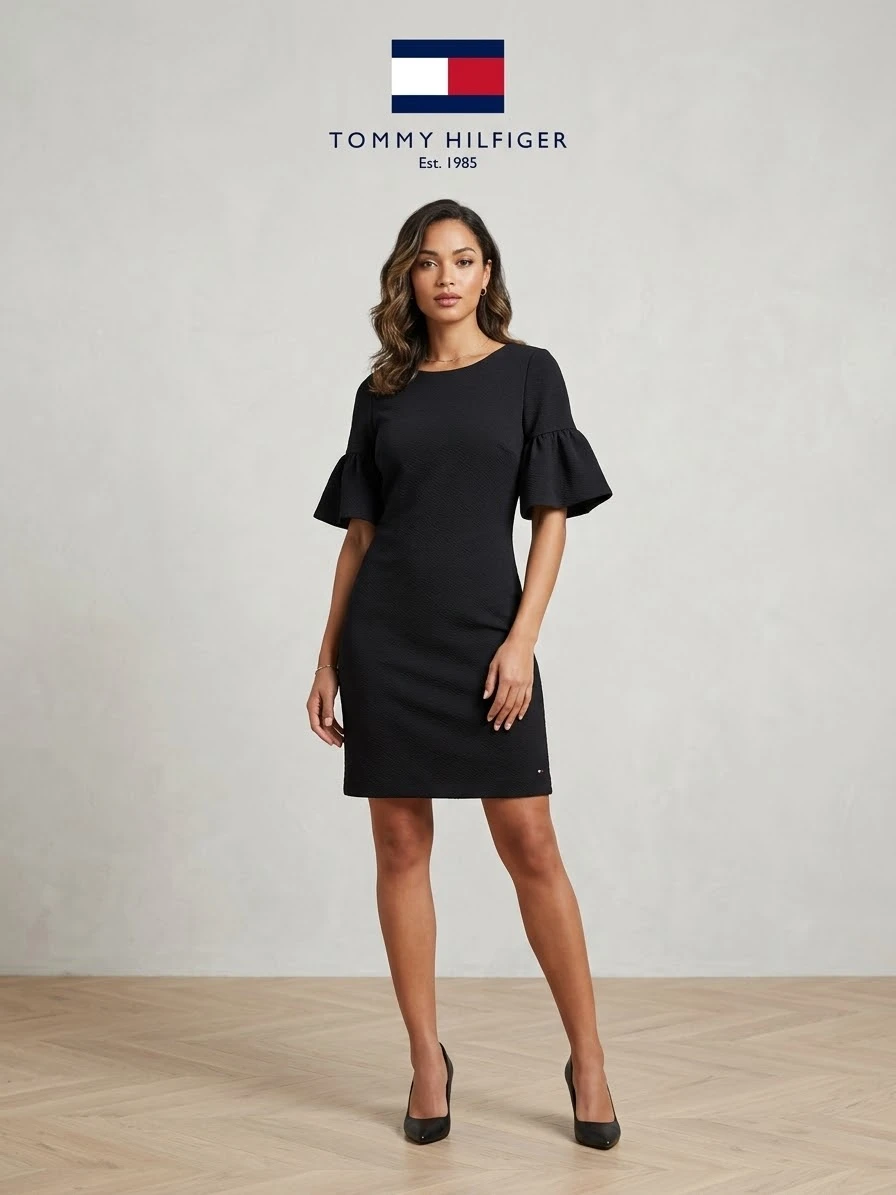 Tommy Hilfiger Black Ruffle Sleeve Dress