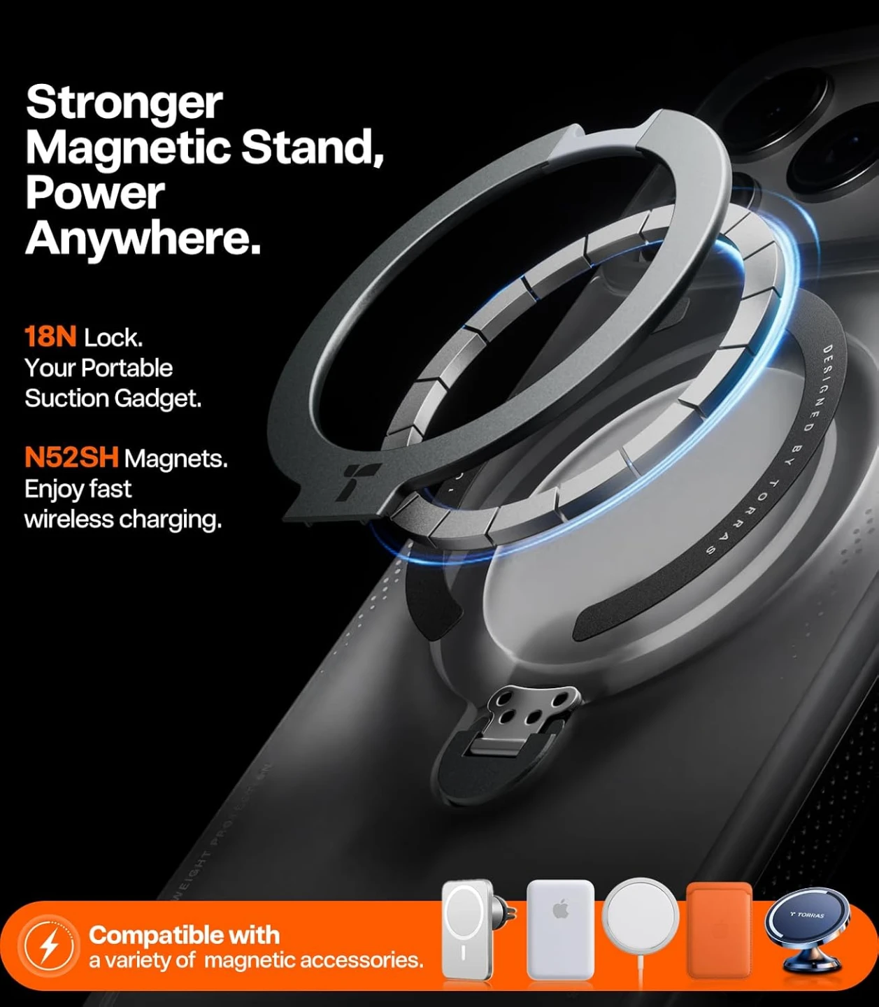 TORRAS Ostand Q3 Air for iPhone 16 Pro Max Case(Shadow Black) - photo 5