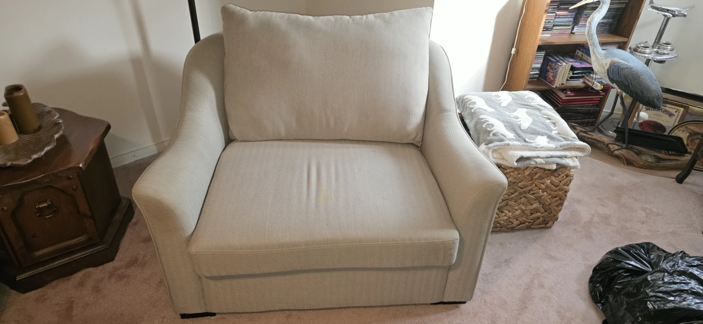 Beige Upholstered Sofa and Chair Set