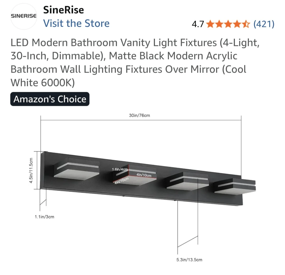 SineRise 4-Light LED Bathroom Vanity Fixture - photo 5