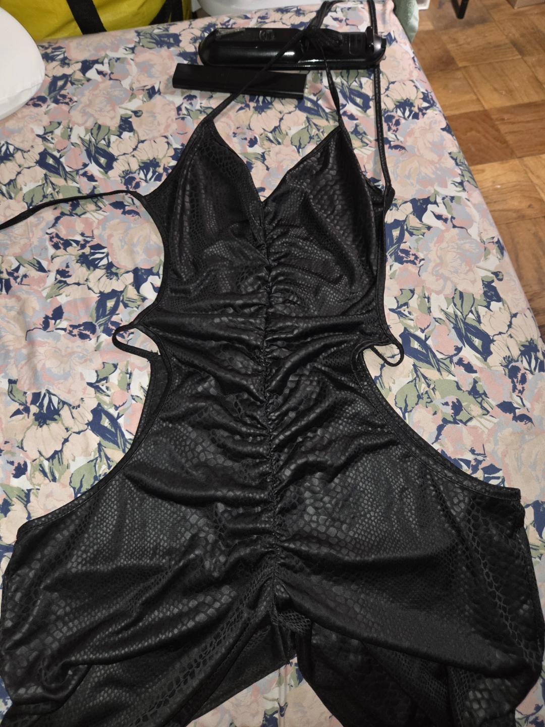 Snake-Skin-esque Catsuit w/ Cut-Outs & Zipper in a Ladies L