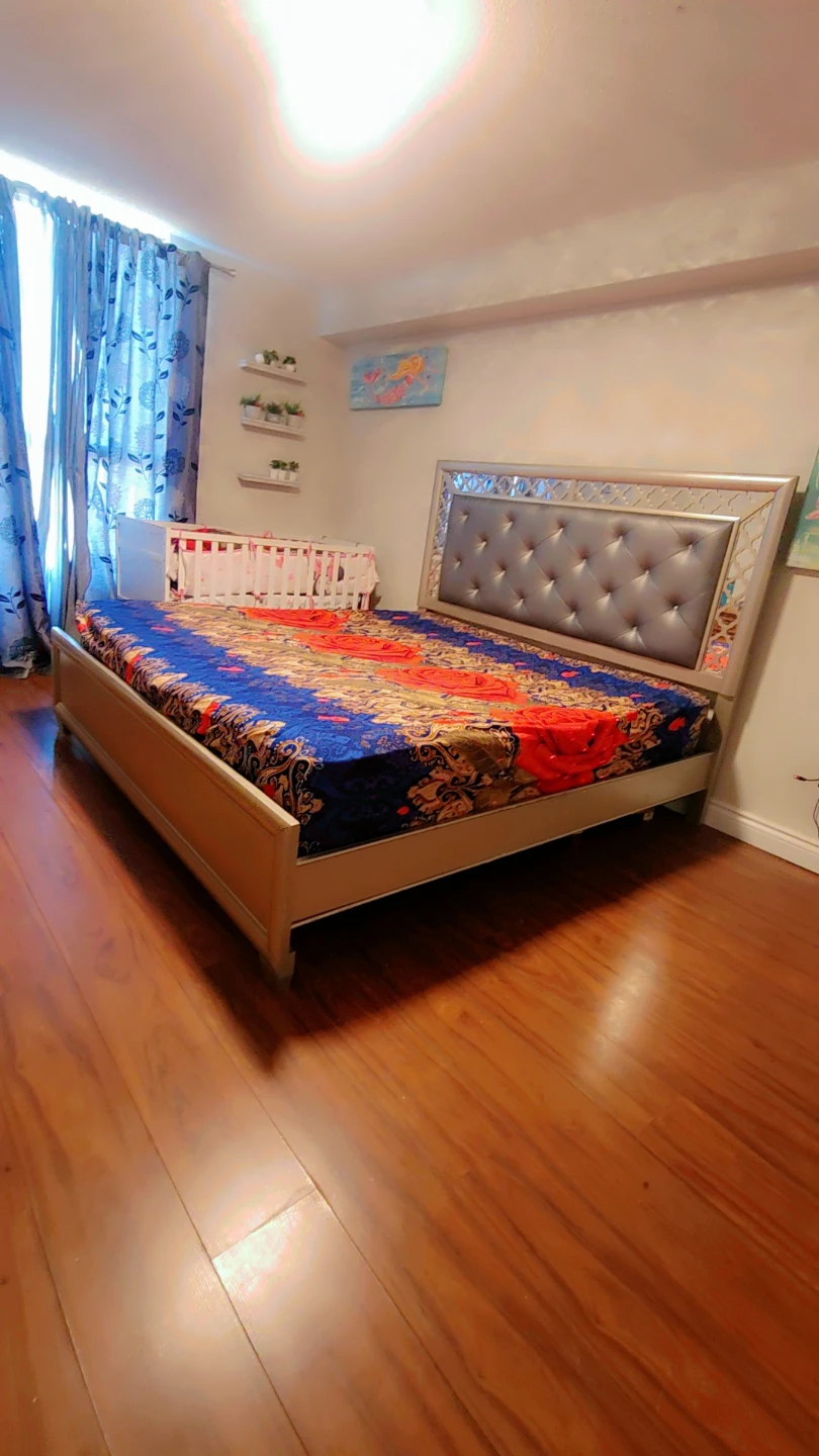 Tufted Bed Frame with Mirrored Details
