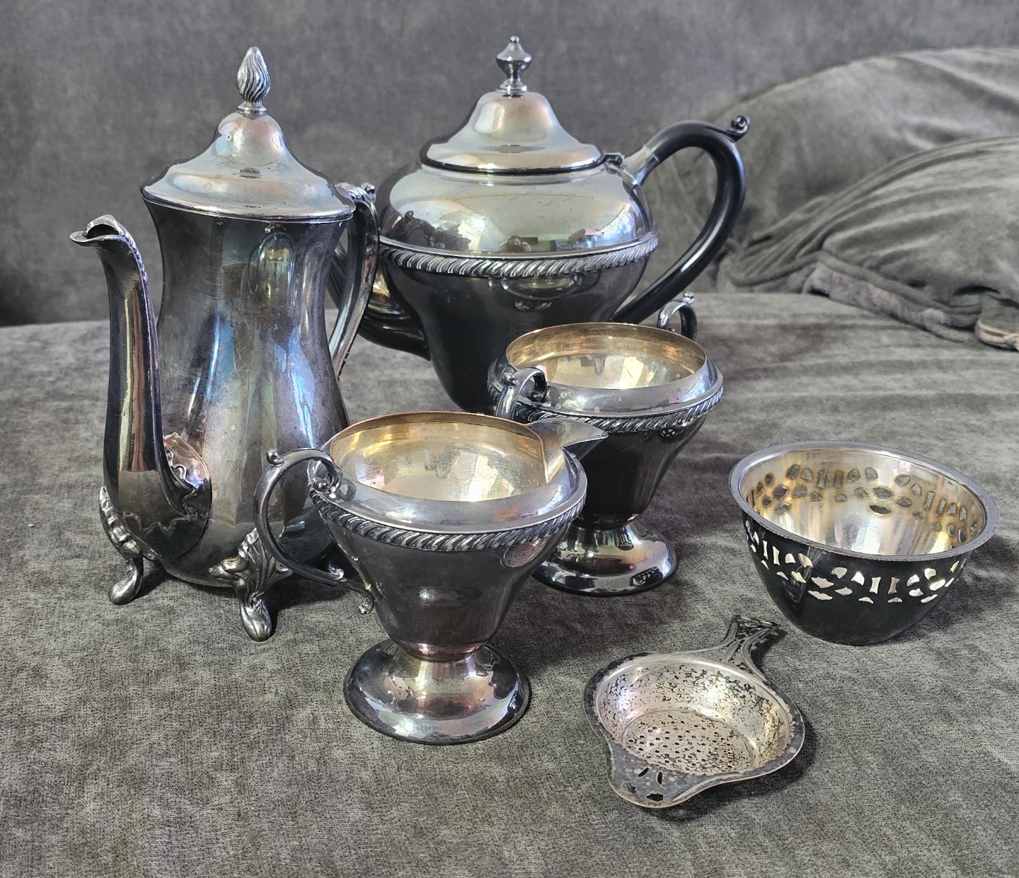 Vintage 6-Piece Silver Plate Tea Set