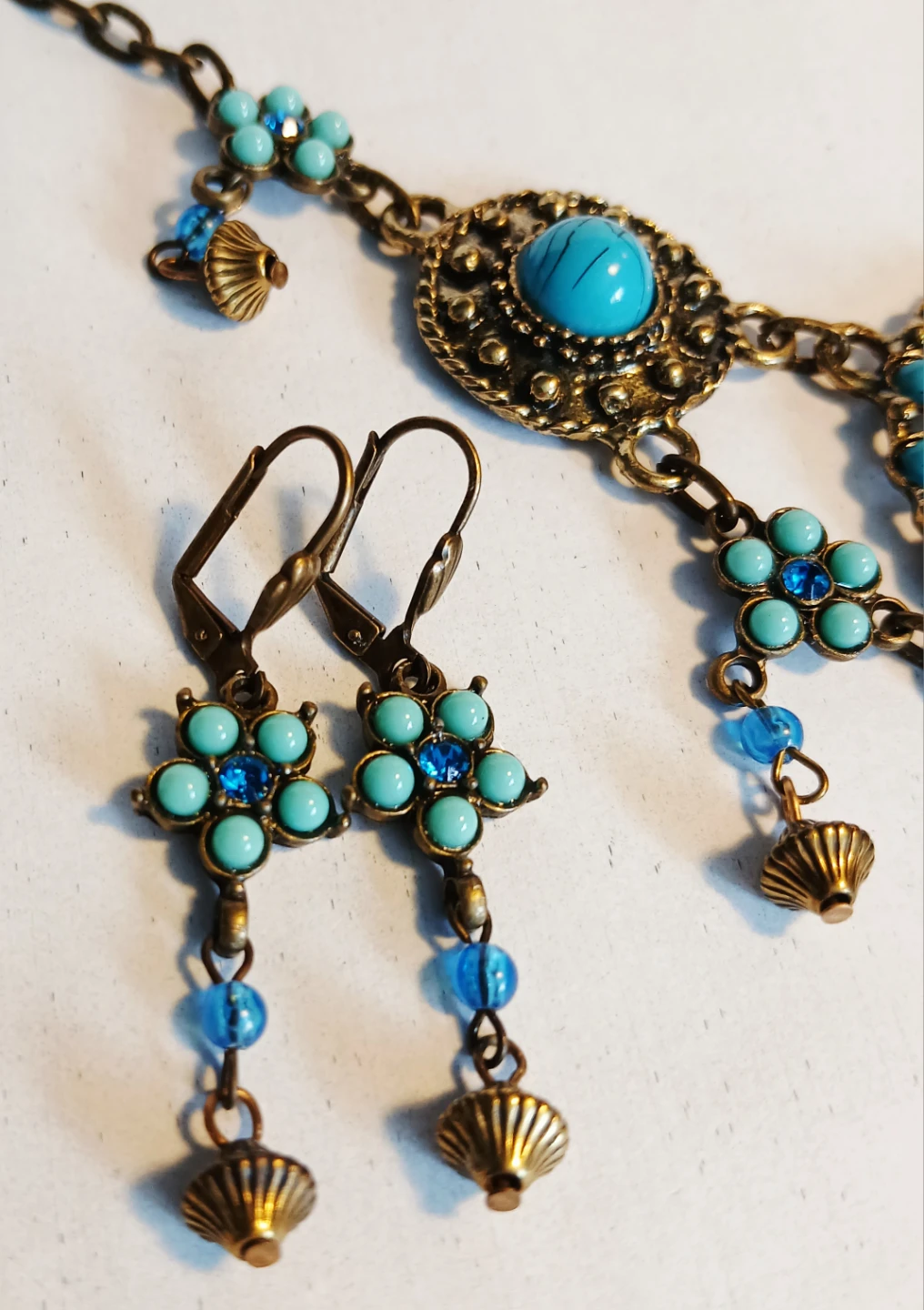Turquoise-Style Necklace and Earring Set - photo 3