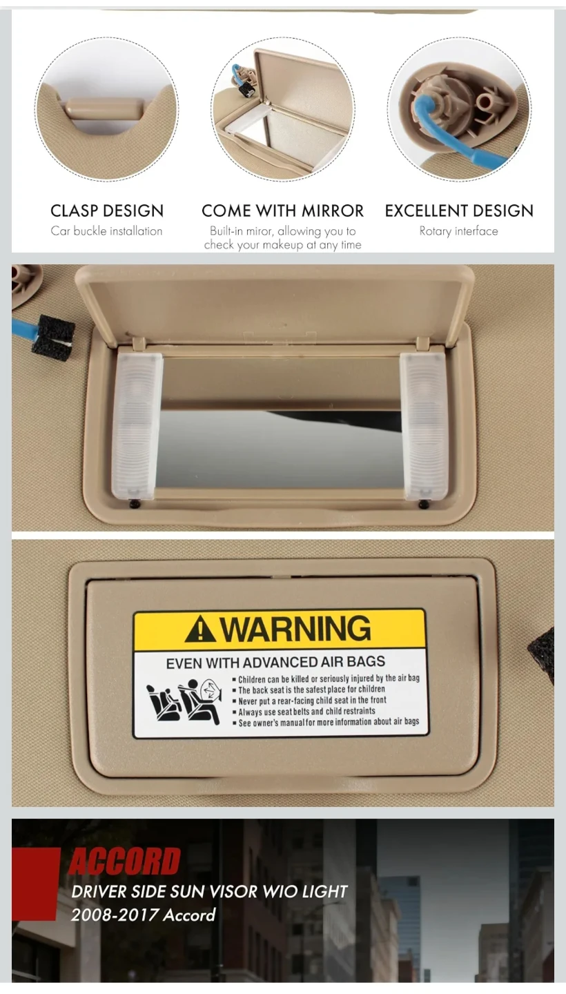 Honda Accord Driver Side Sun Visor (2008-2017) - photo 3