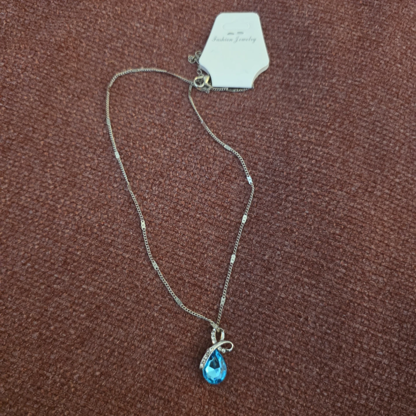 Blue Teardrop Pendant Necklace