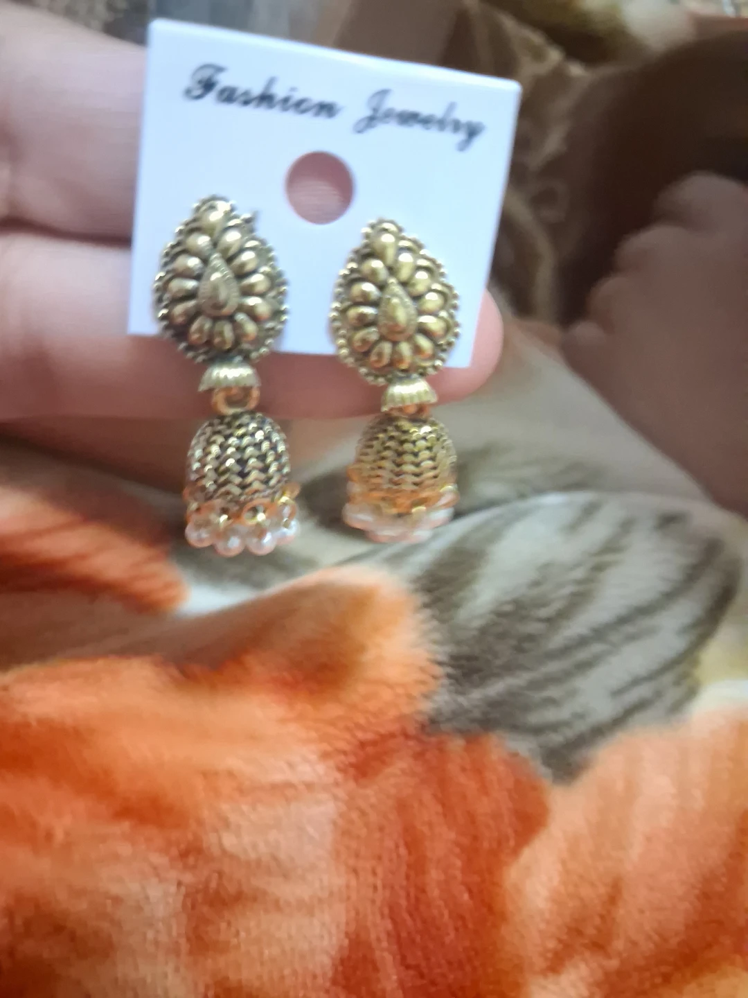 Gold-tone jhumka earrings