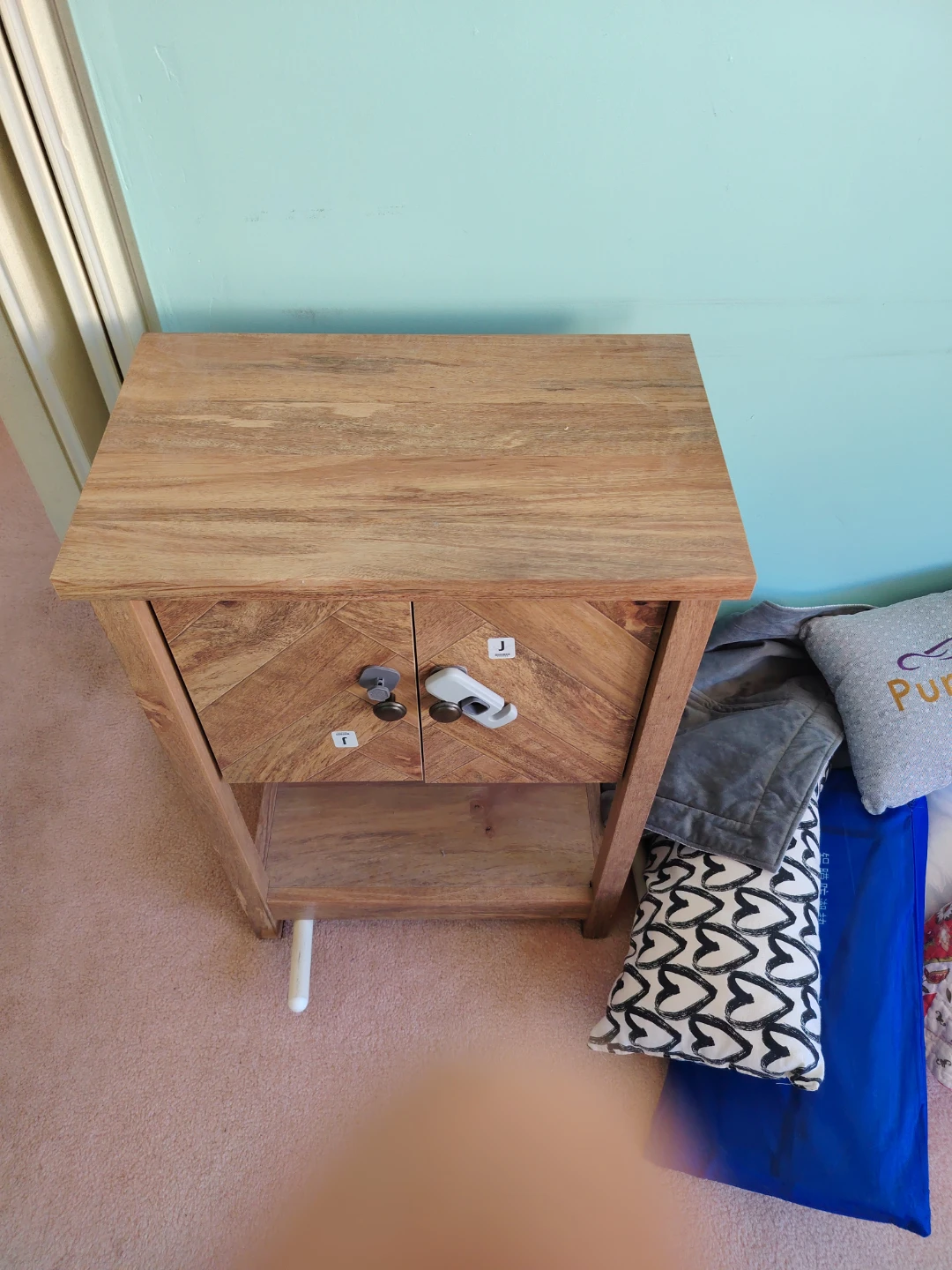 Wood Chevron Pattern Nightstand