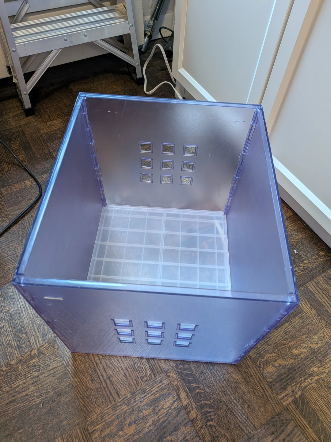 Purple plastic storage cube