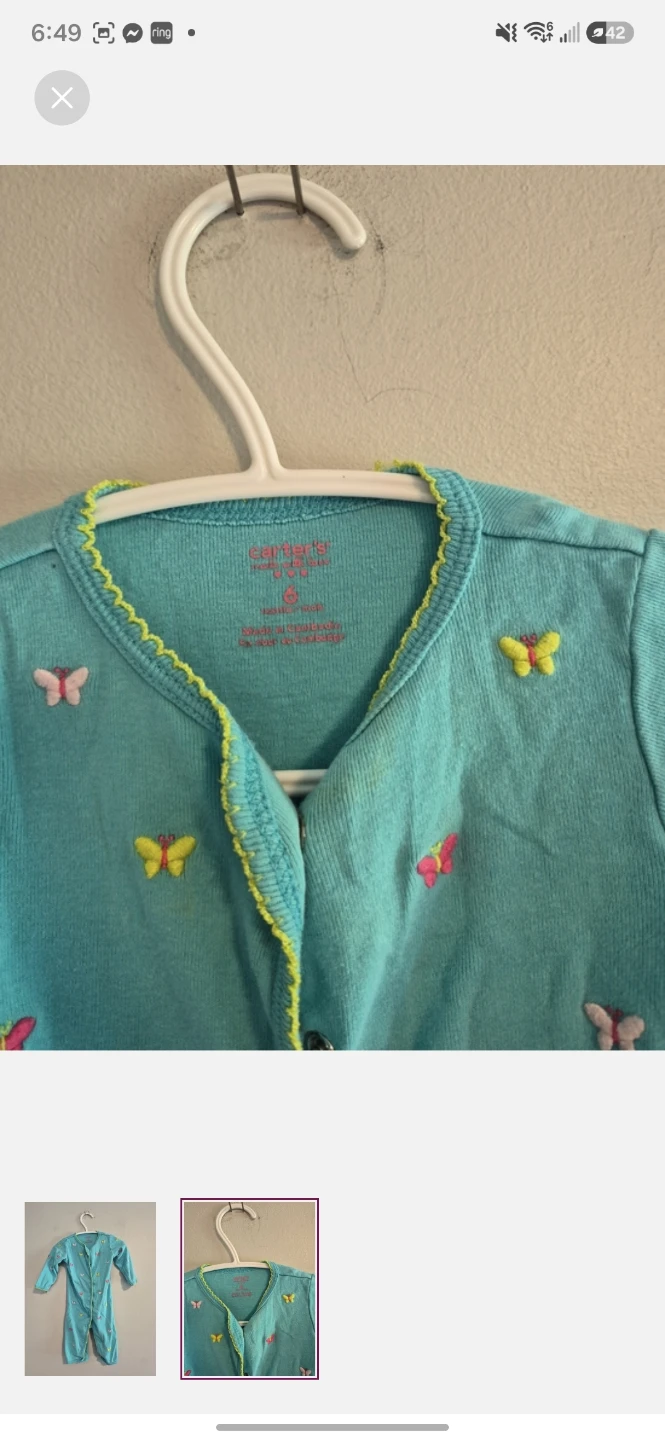 Carter's teal baby sleeper size 6 - photo 2
