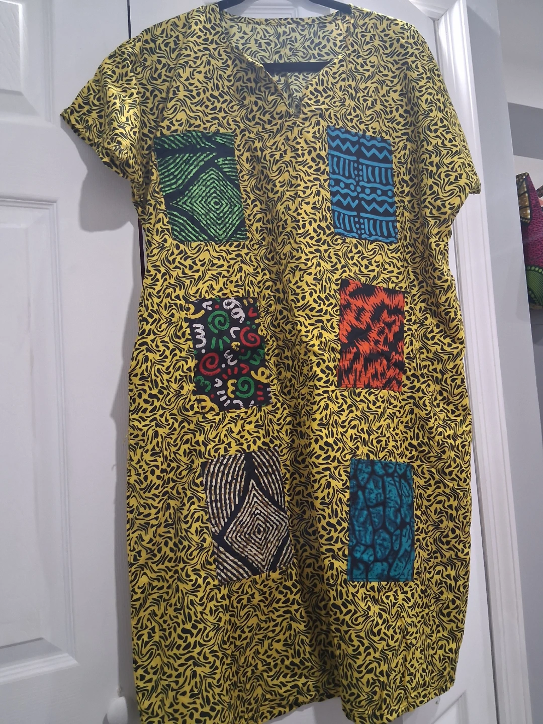 Yellow Patterned Midi Dress