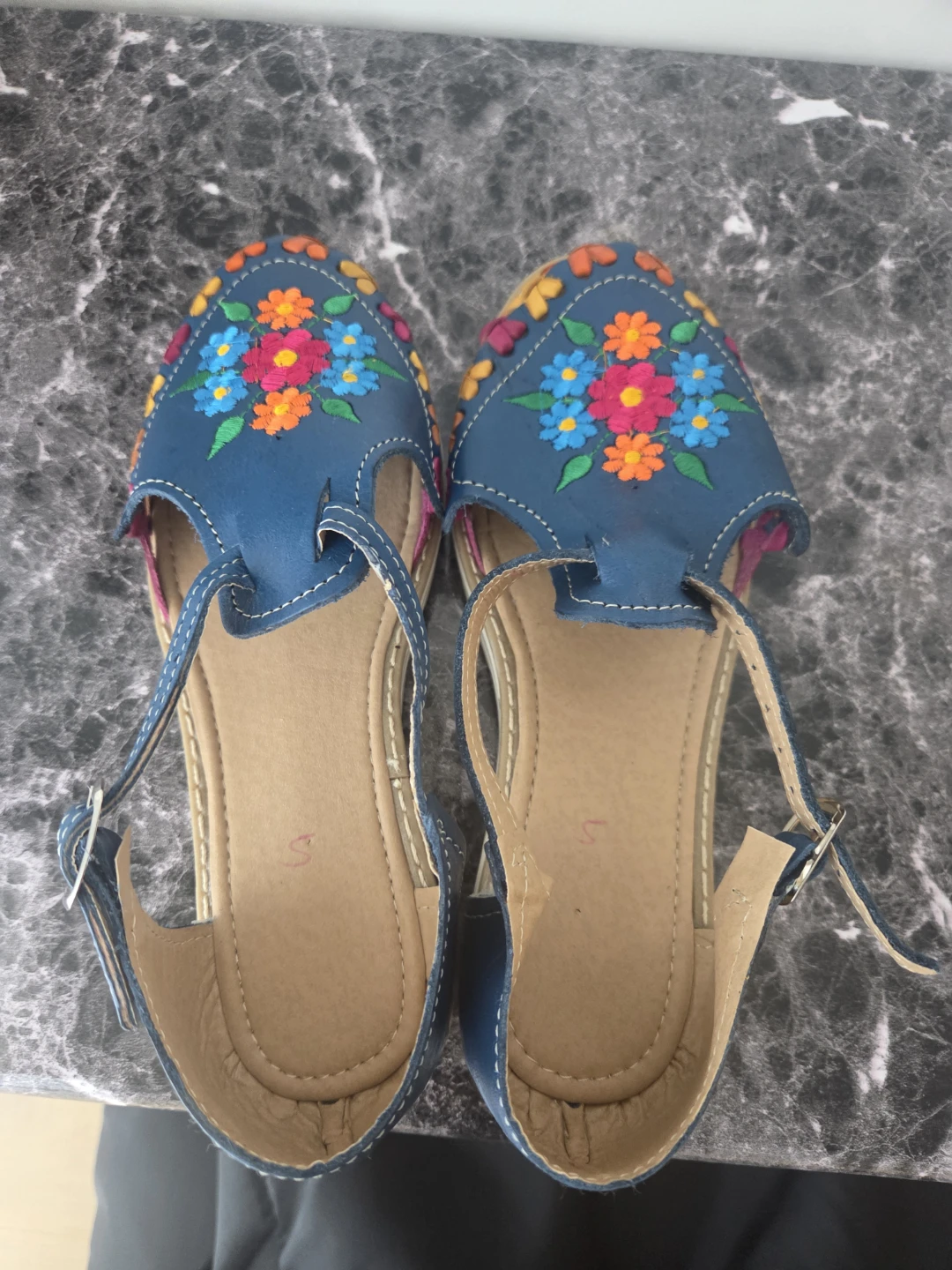Embroidered Mexican Leather Huaraches Sandals Size 8