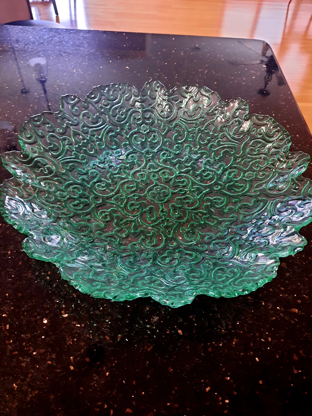 Large glass serving dish