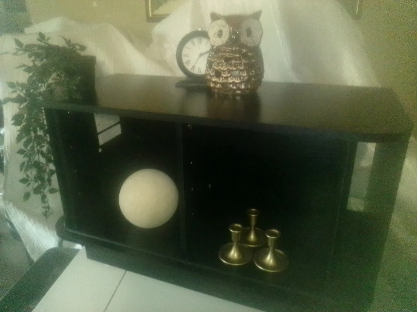 Black Wooden Media Console Shelf