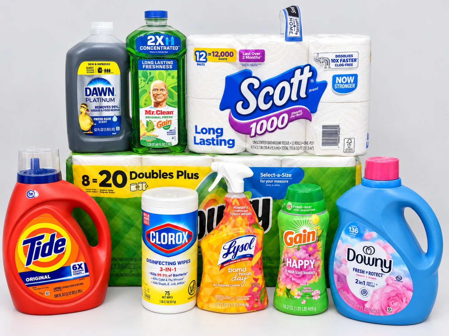 Assorted Household Cleaning and Paper Supplies Bundle