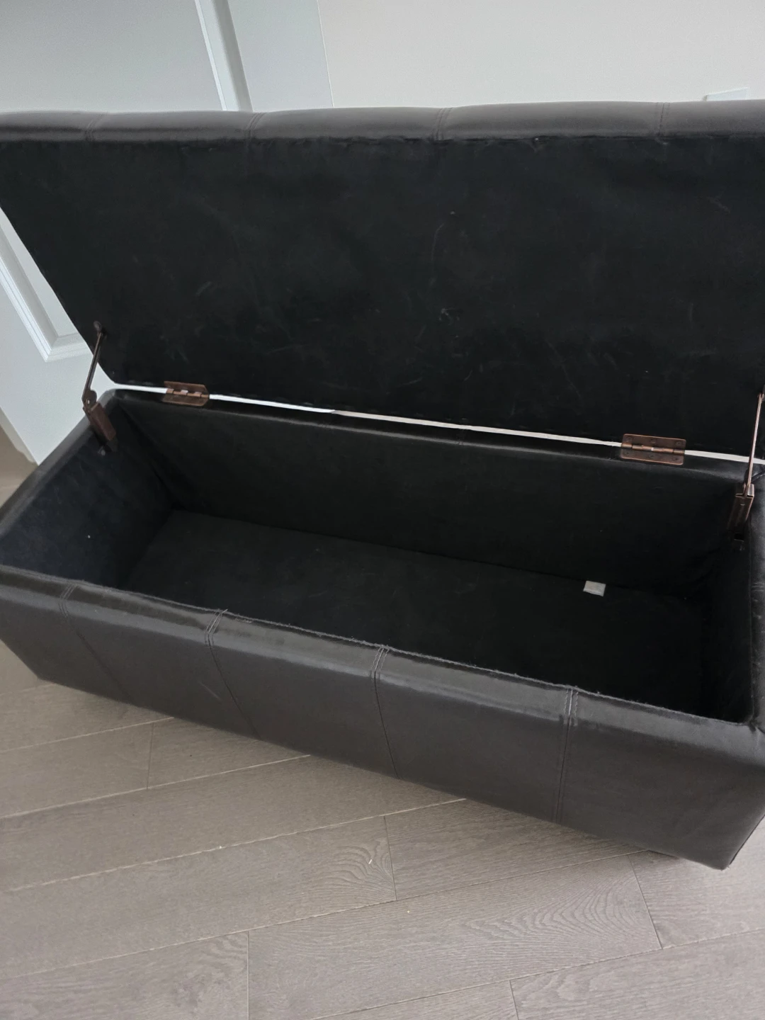 Brown Leather Storage Ottoman Bench - photo 4