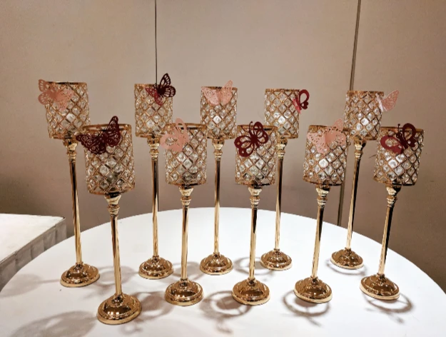 Gold crystal candle holder/ centerpieces