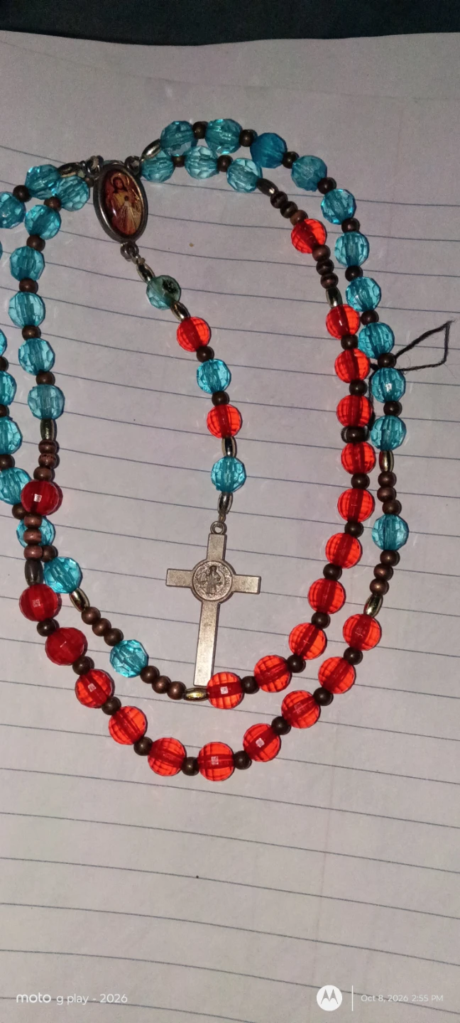 Red and Blue Beaded Rosary