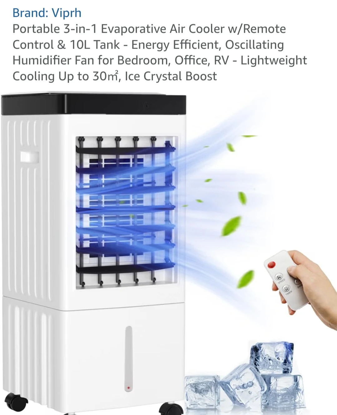 Viprh 3-in-1 Portable Evaporative Air Cooler