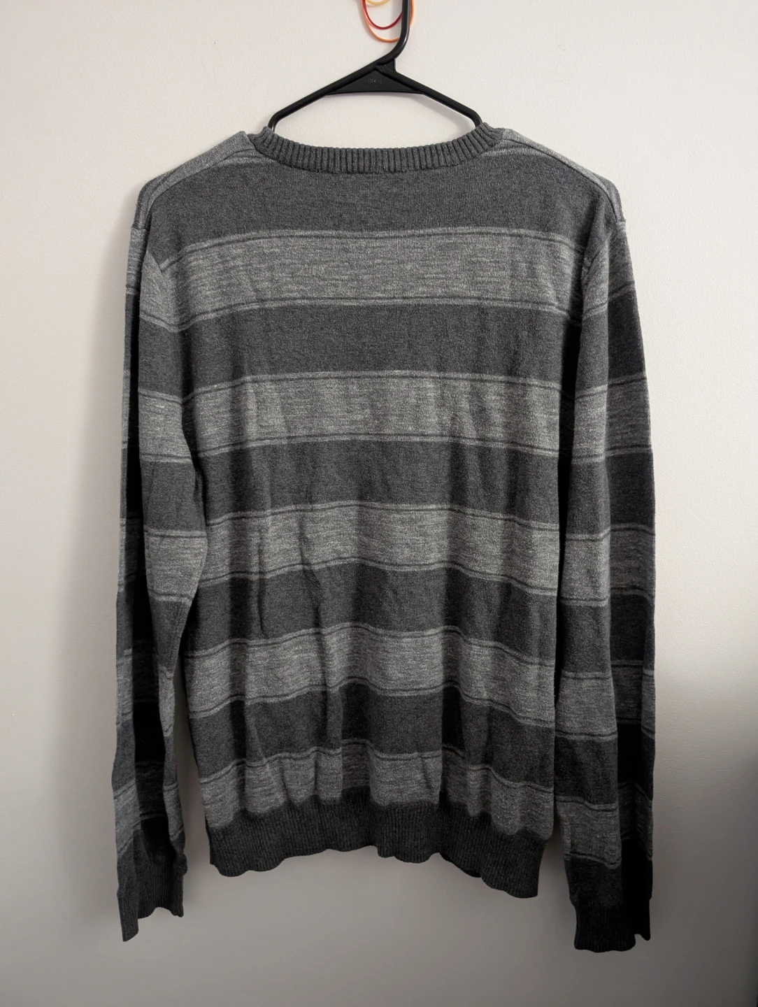 Gray Striped Cotton Sweater Distressed Hole at the back - photo 2