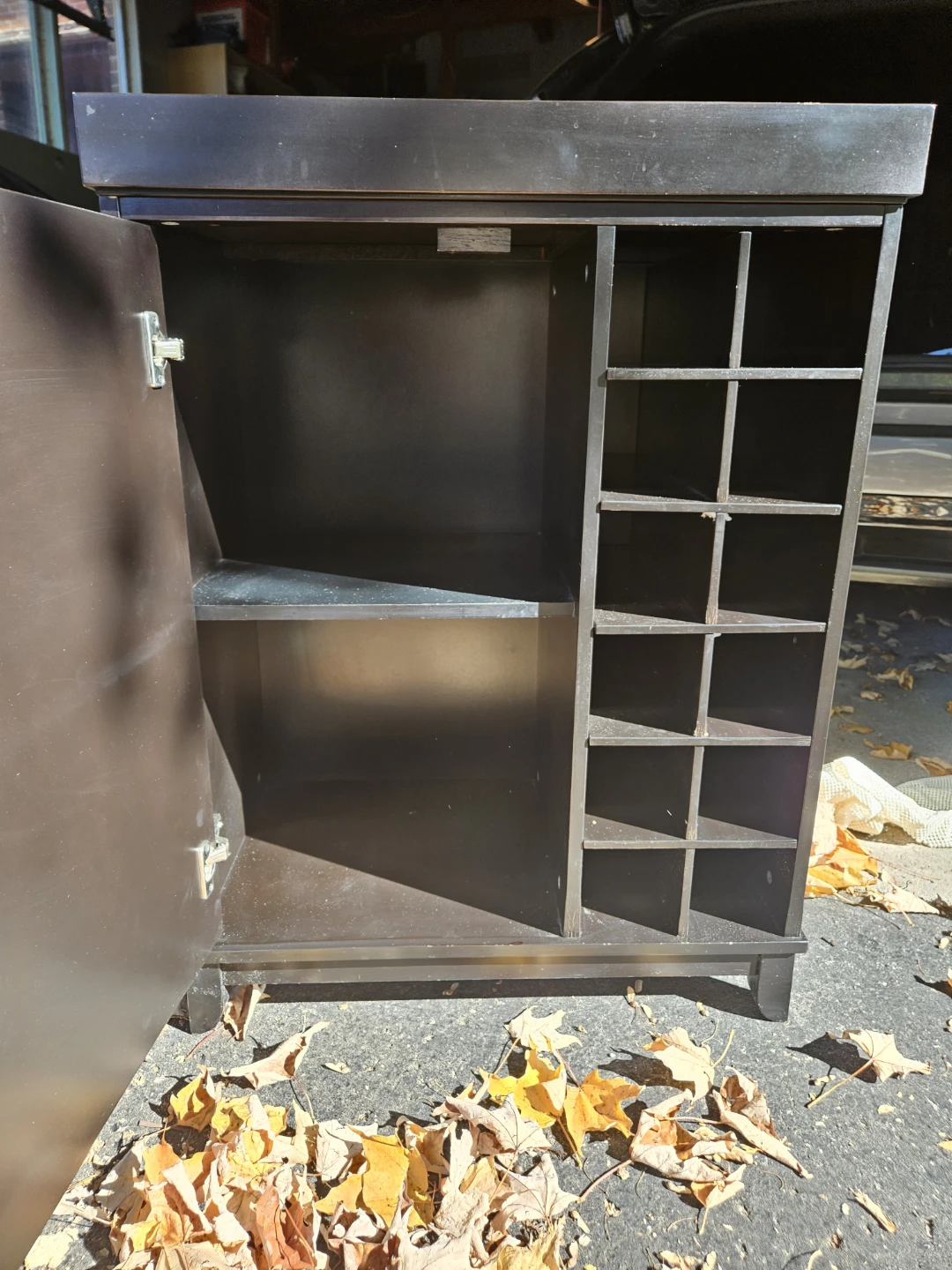 Dark Brown Storage Cabinet with Wine Rack - photo 3