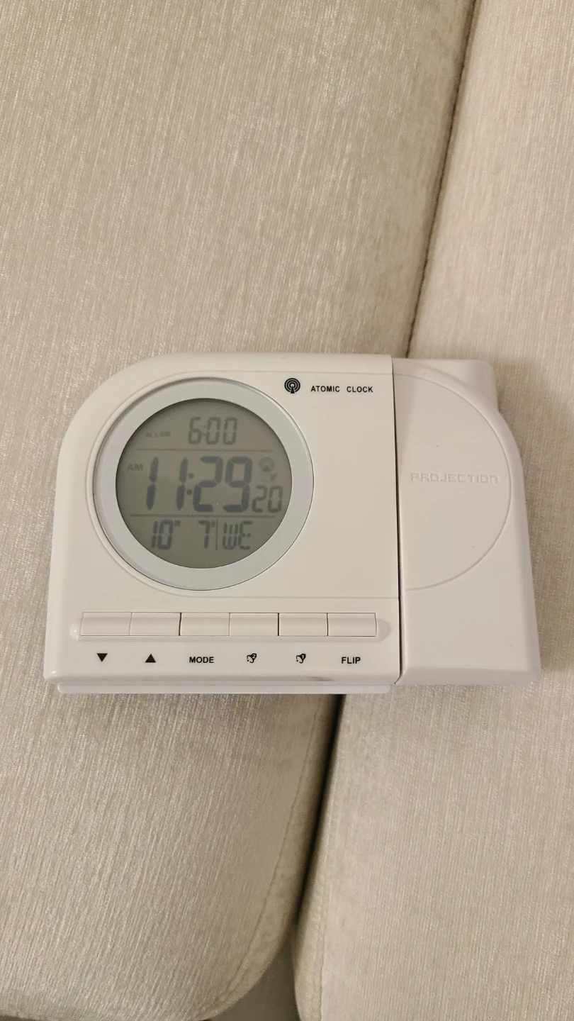 White Atomic Projection Alarm Clock
