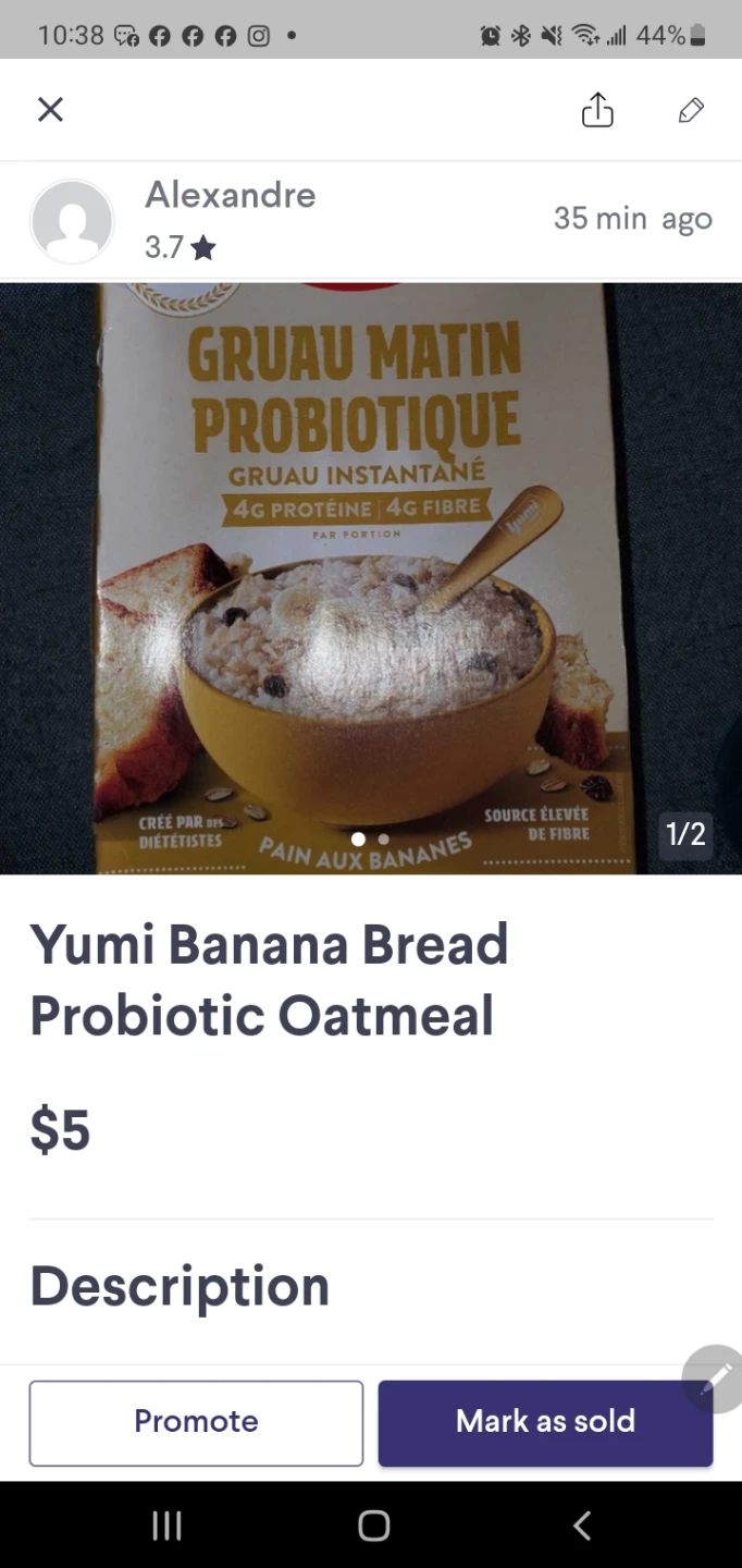 Yumi Banana Bread Probiotic Instant Oatmeal