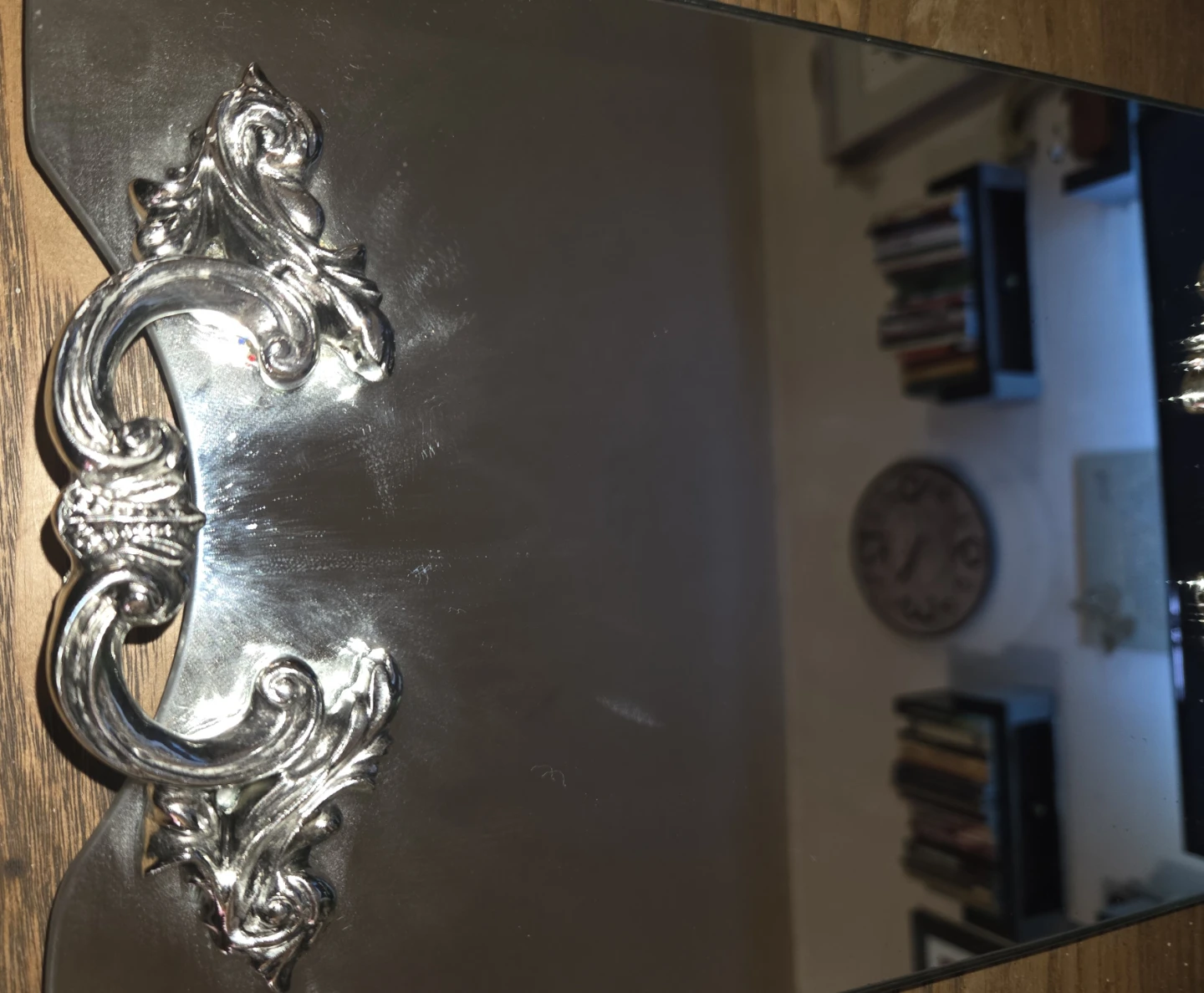 Vintage Mirrored Vanity Tray — Silver-Tone Hollywood Regency - photo 4