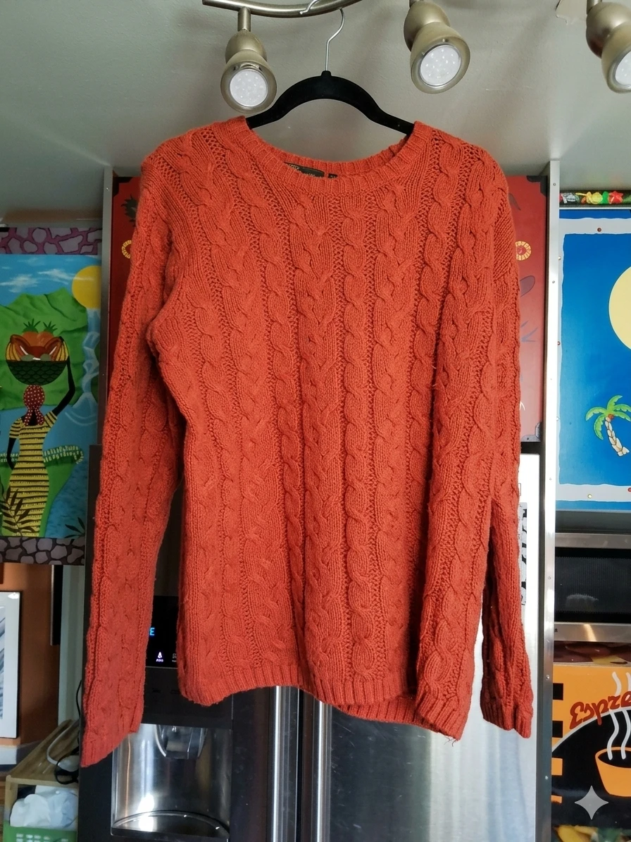One One On Orange Cable Knit Sweater