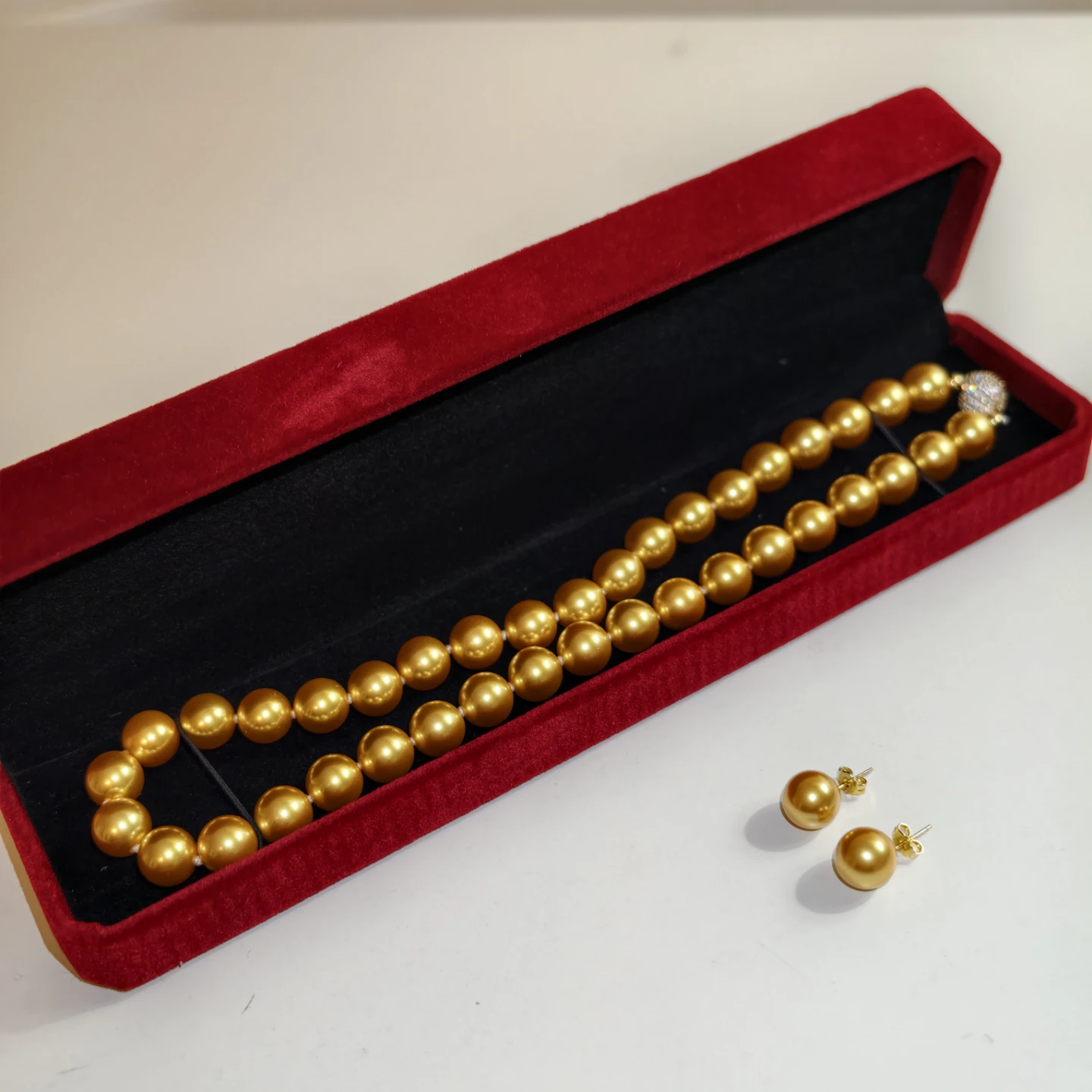 NO FILTER!! Golden Pearl Necklace and Earring/Gift for her