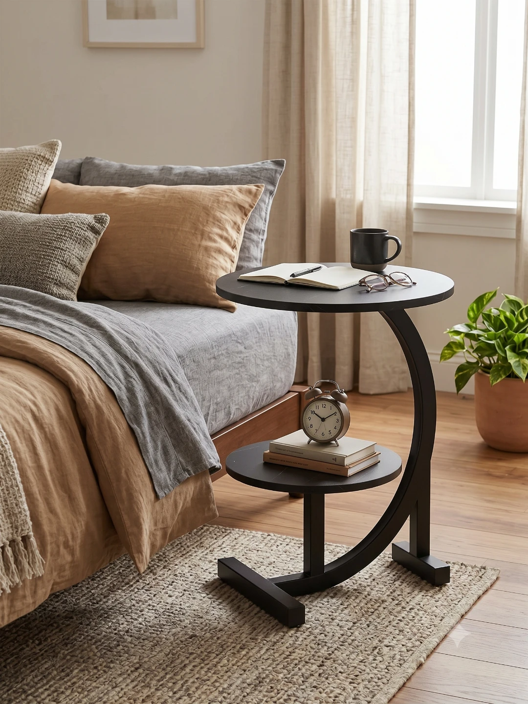 Brand New Modern C-Shaped Black End Table - photo 3