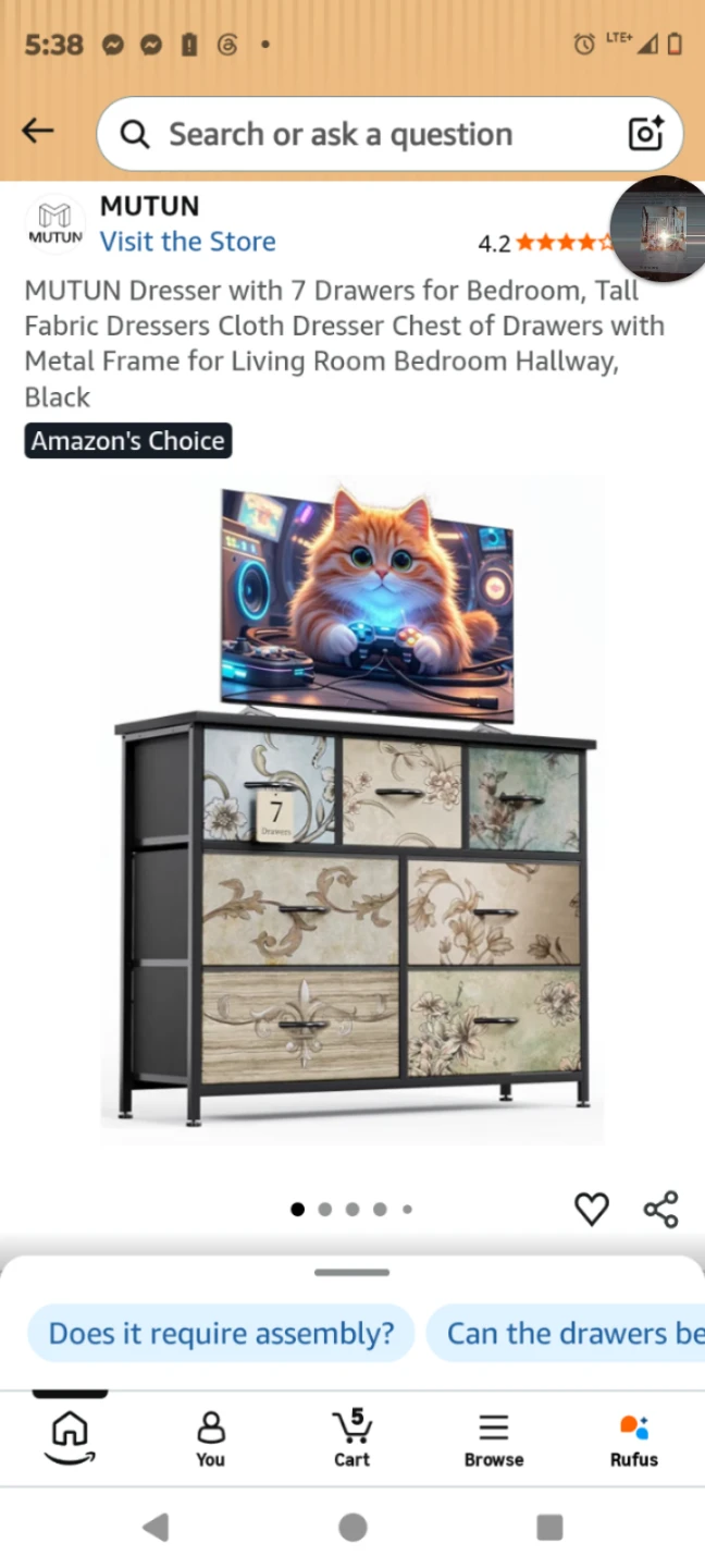MUTUN 7-Drawer Fabric Dresser