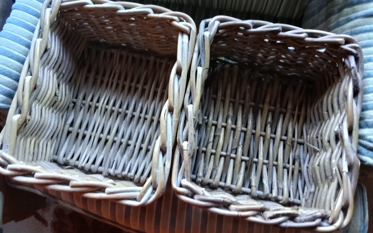 2 IKEA BYHOLMA Gray Woven Rattan Storage Baskets - photo 3