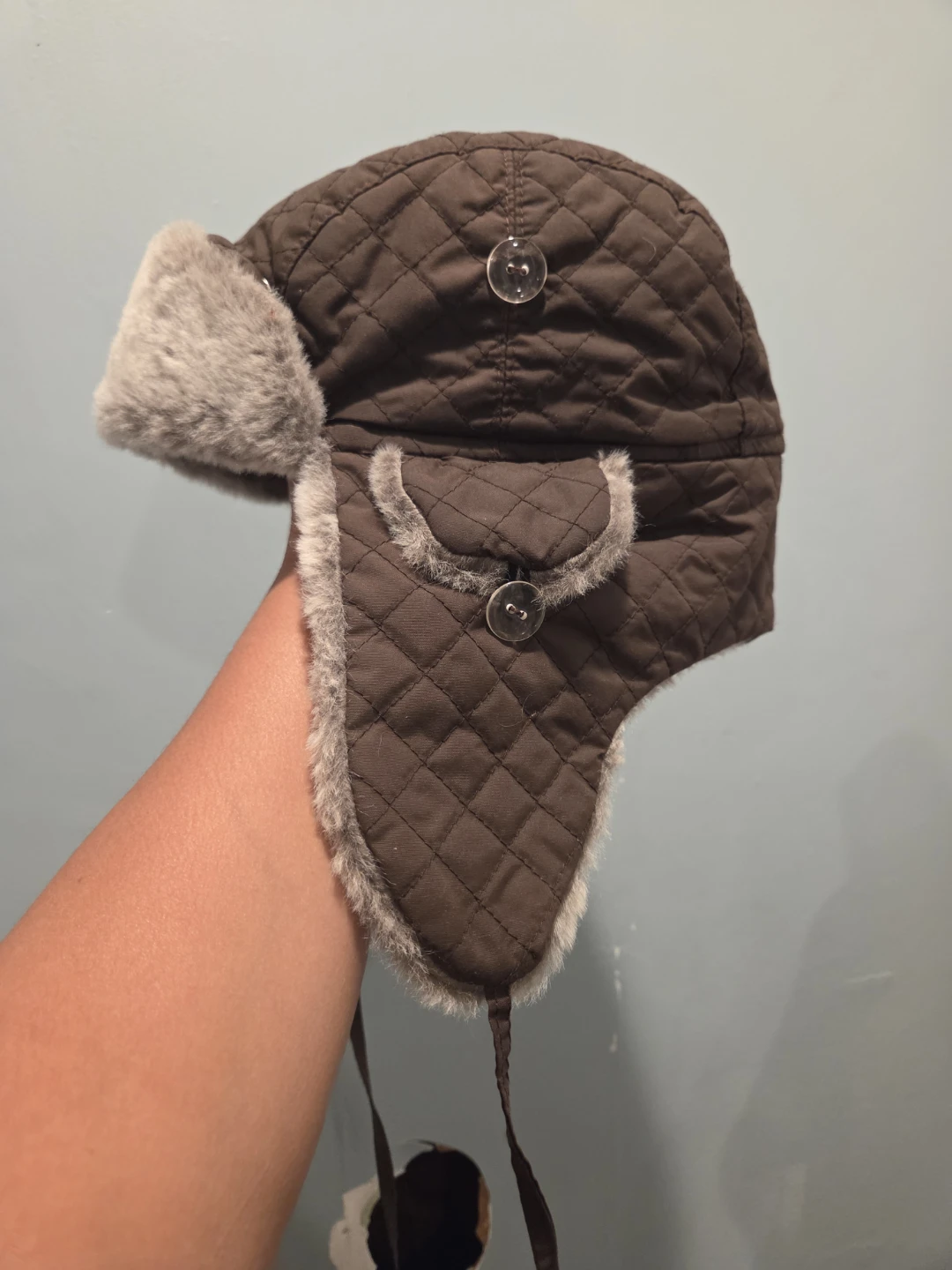 Quilted Trapper Hat Brown