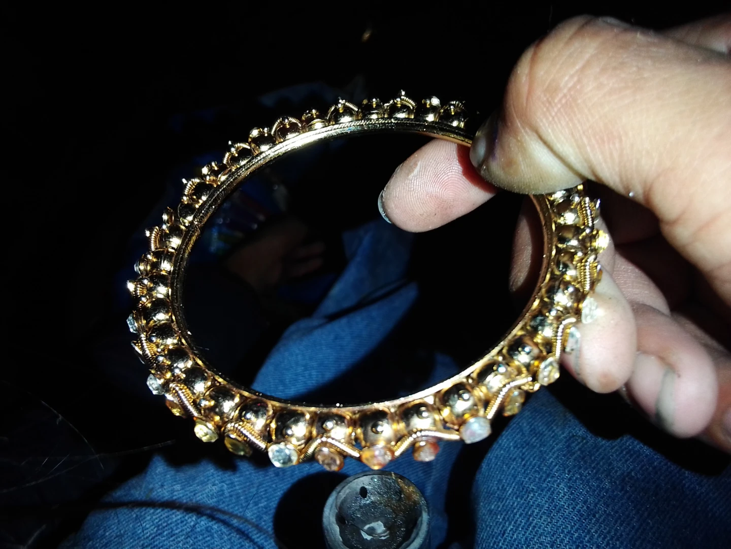 Gold-tone beaded bangle bracelet - photo 2